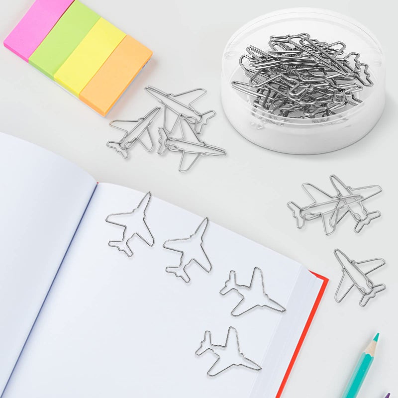 TOPINCN Airplane Shape Paper Clips, 10pcs/Set Stainless Steel Cute Plane Paperclips Funny Bookmarks Marking Document Organizing Clip for Memo Office Supplies School Stationery Gift Wedding Decoration - Image 3